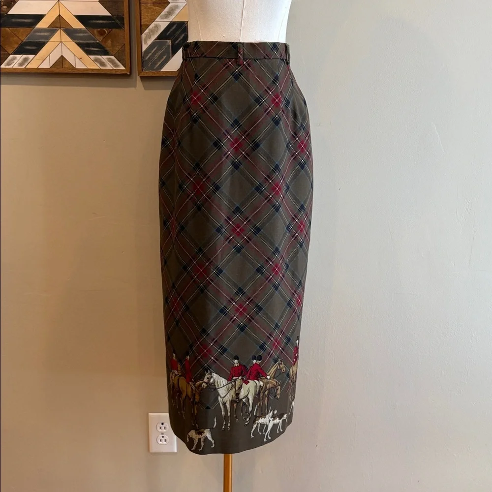 Vintage Ralph Lauren Wool Plaid Equestrian Wrap Skirt size 8 EUC - Picture 6 of 13